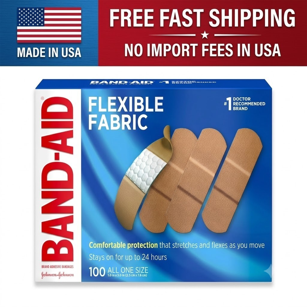Band-Aid Brand Flexible Fabric Sterile Adhesive Bandages, Comfortable 100 Count.