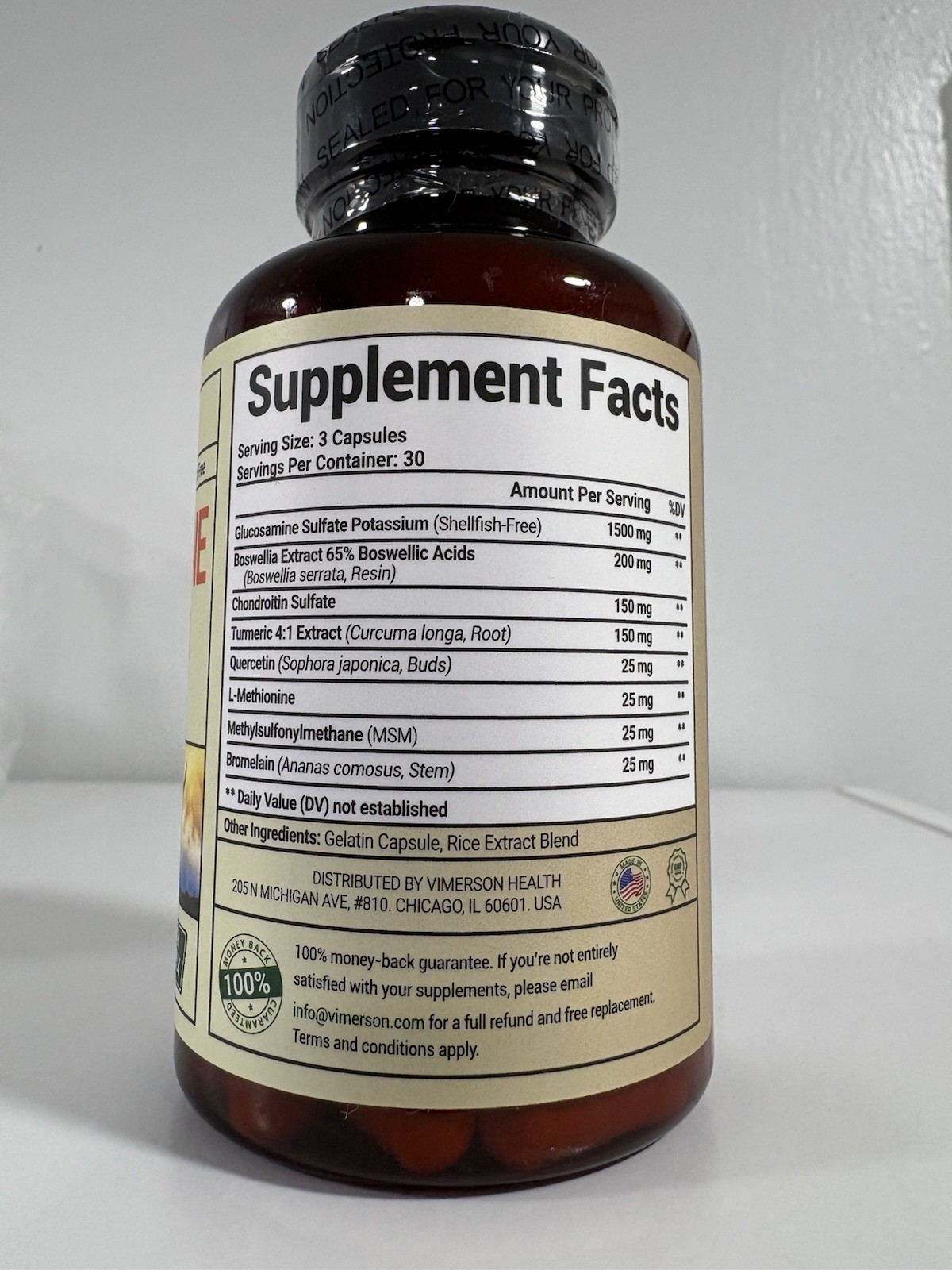 Vimerson Health Glucosamine Chondroitin Turmeric MSM Dietary Supplement 90 Cap