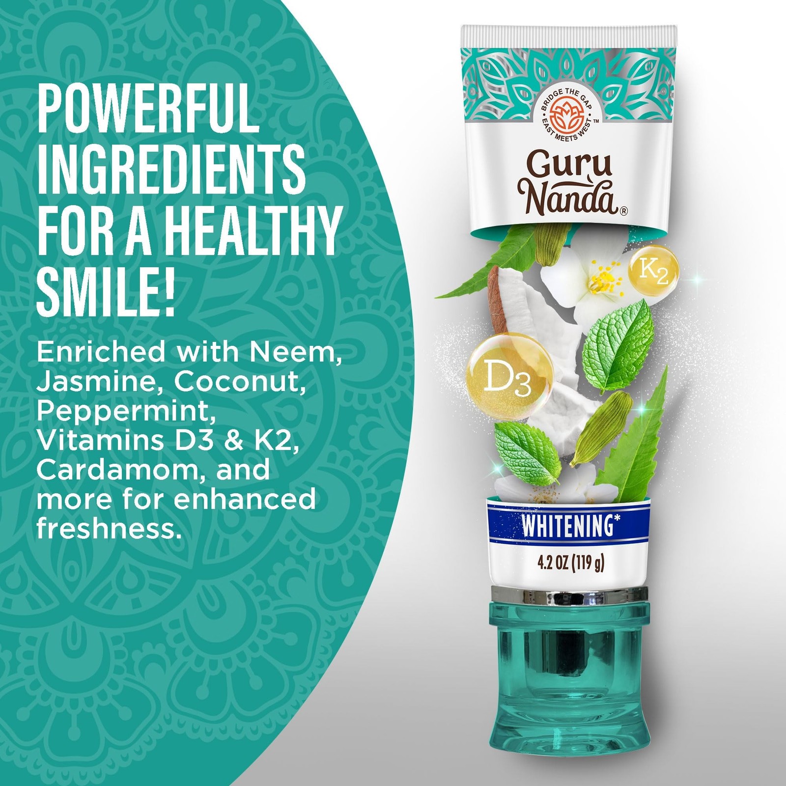 GuruNanda Hydroxyapatite Toothpaste Whitening Neem Xylitol SLS Fluoride Free