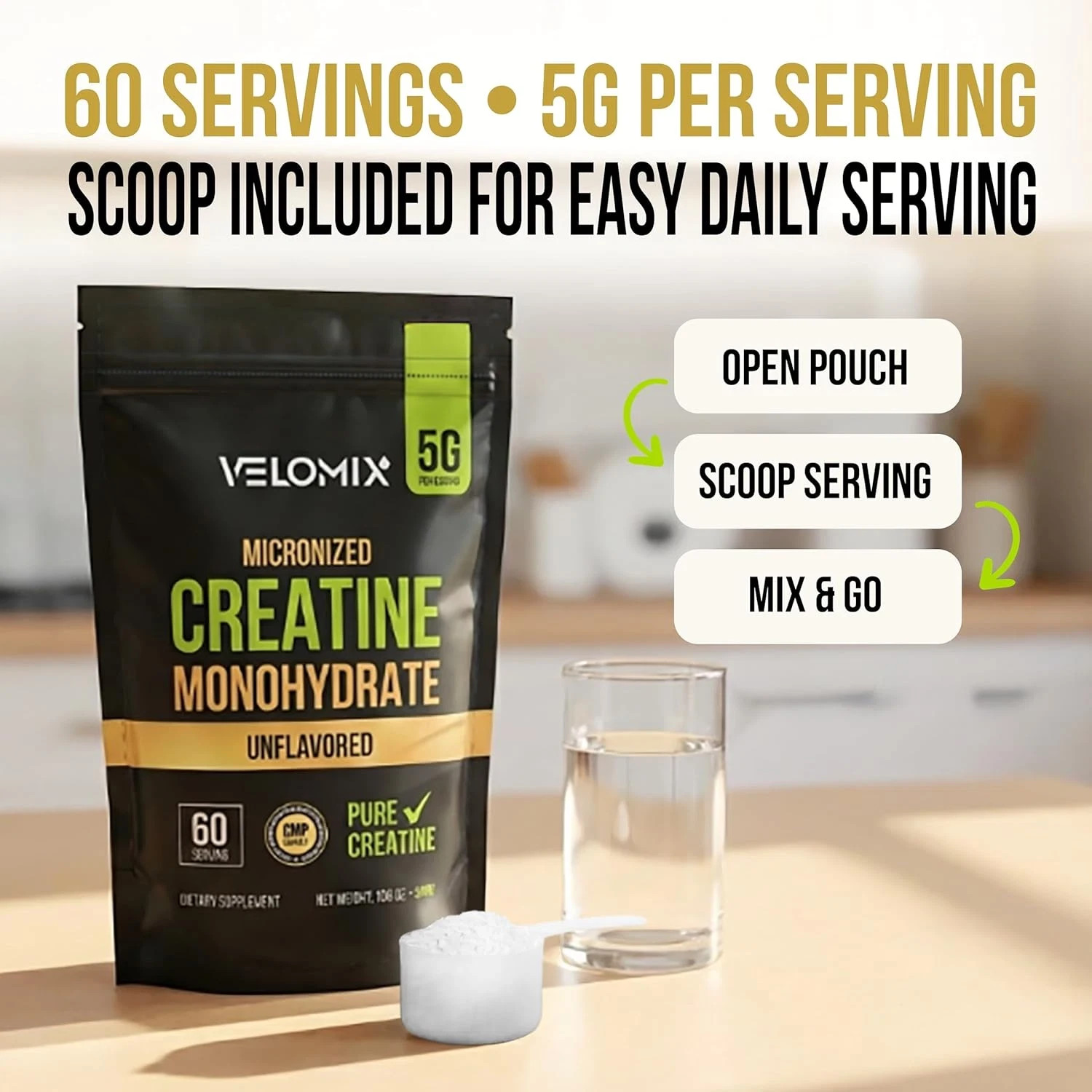 Micronized Creatine Monohydrate Powder – 100% Pure Creatine Powder Unflavored an