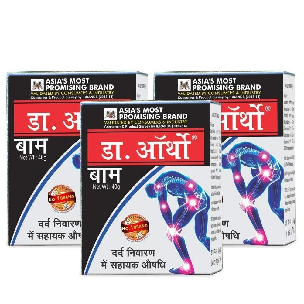 Dr.Ortho Ayurvedic Pain Relief Balm for Joints Pain, Knee & Back Pain Pack of 3