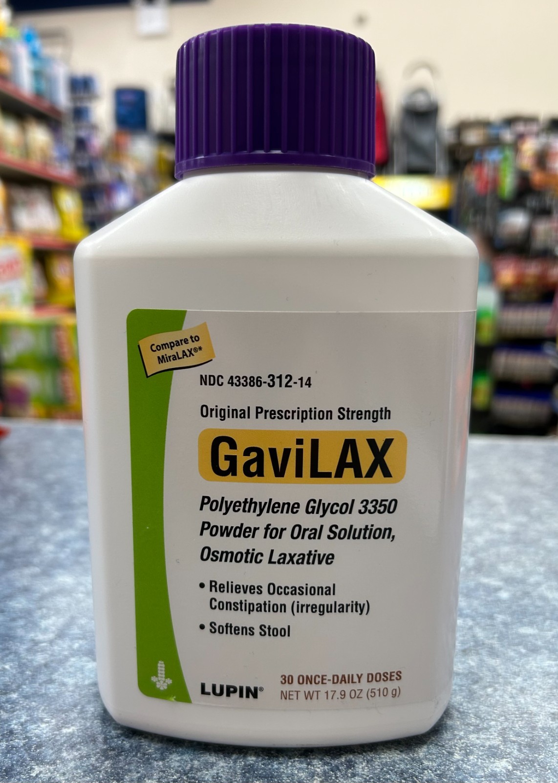 GaviLAX Polyethylene Glycol 3350 510g/17.9oz COMPARE to MiraLAX
