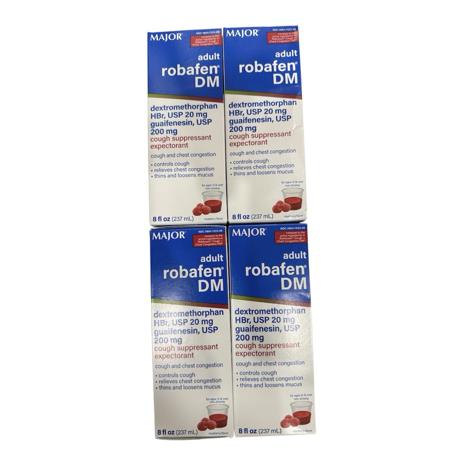Major Robafen DM Cough & Chest Congestion 8 Fl oz each (4 Pack)- 07-2026 /Later