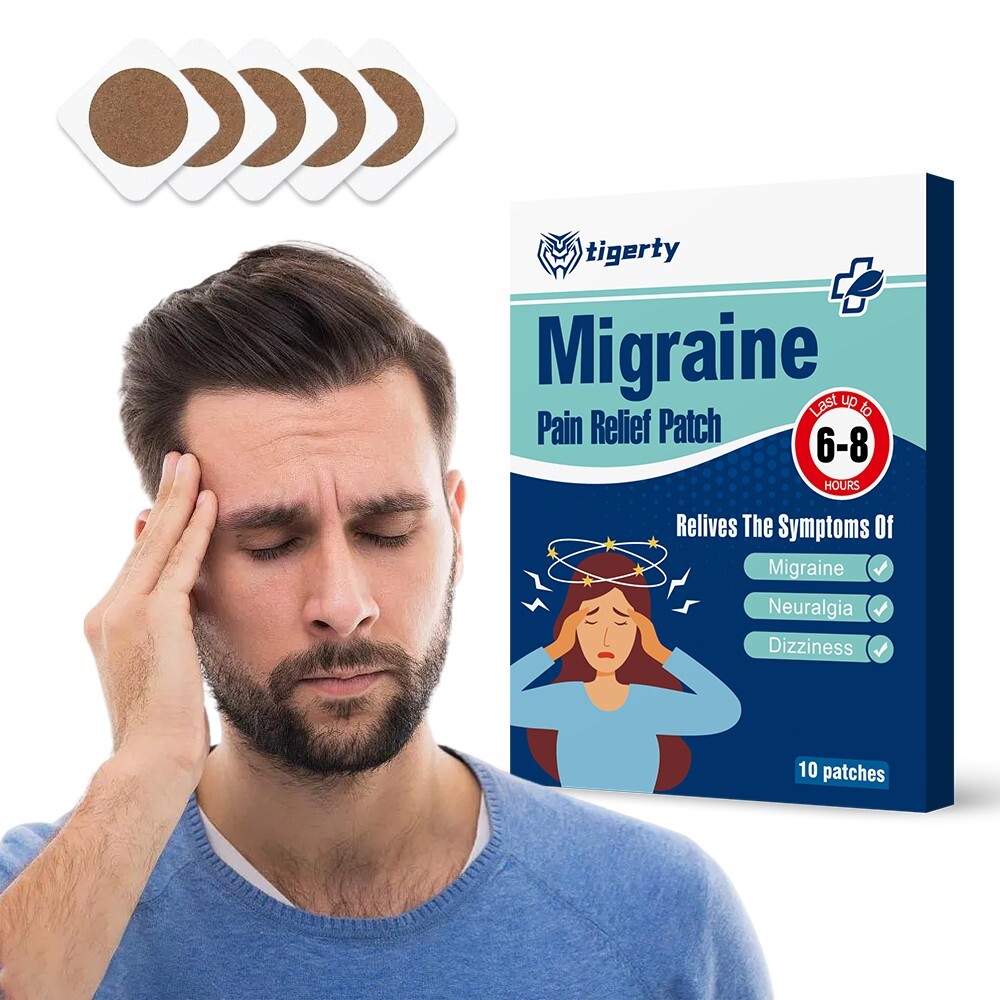 10Pcs Migraine Headache Relief Patch, Fast Acting Support for Neuralgia Symptoms