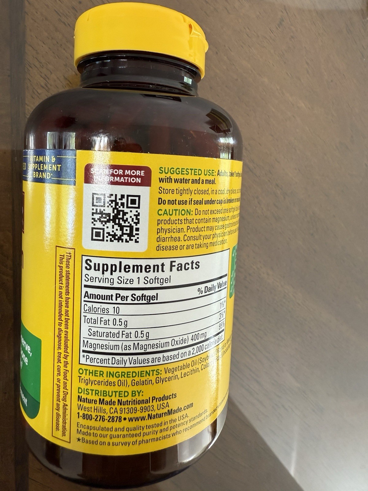 Nature Made Extra Strength Magnesium 400 mg 180 Liquid Softgels