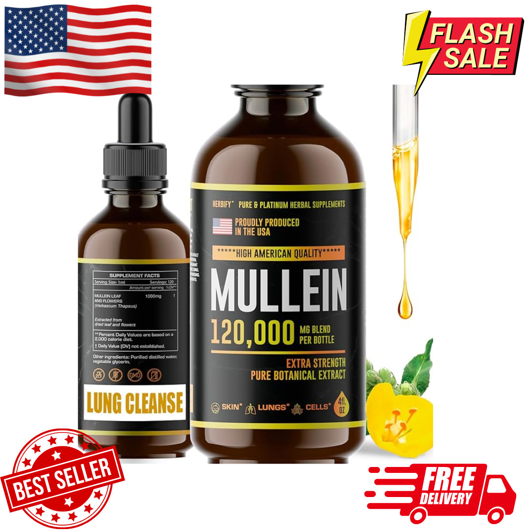 Mullein Drops – Lung Cleanse – Mullein Leaf Extract – Powerful Mullein for Im…