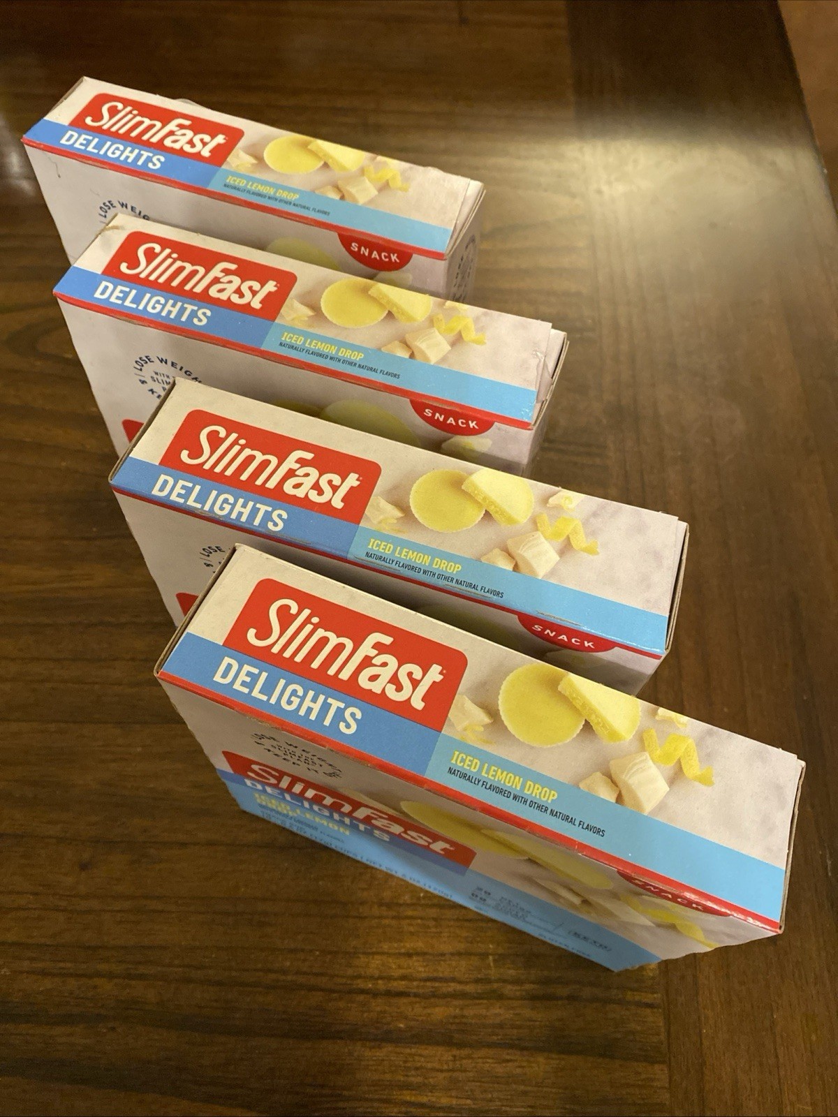 *4 Boxes**Slim Fast Delights Iced Lemon Drop Snack Cup (10 ct. Each)~Total 40 ct