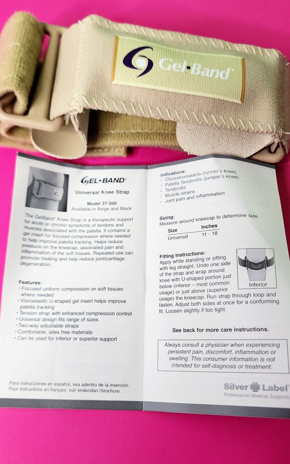 GelBand Universal Patella Knee Strap Beige | Model 37-500030 | Latex Free