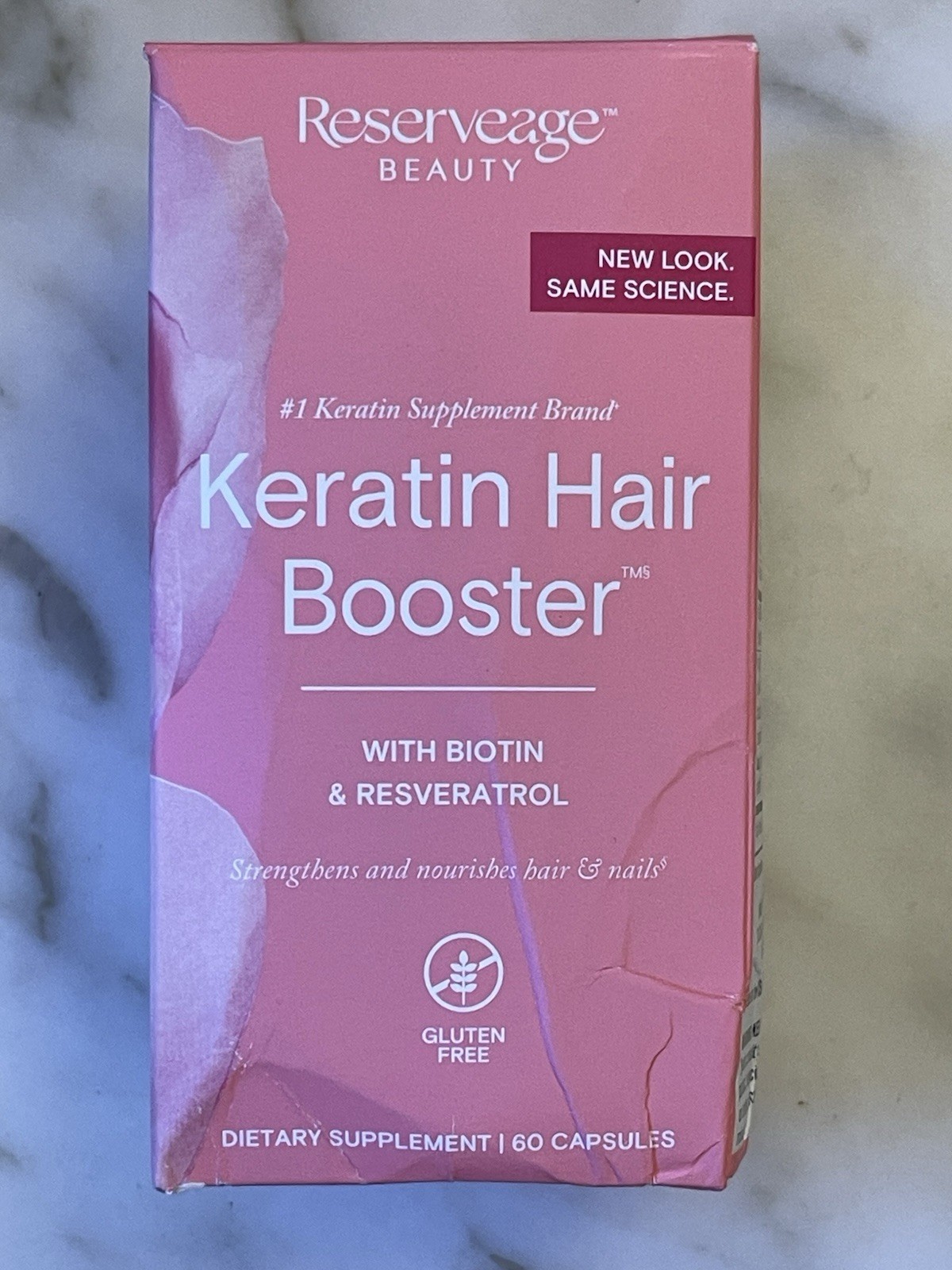 Reserveage Beauty Keratin Hair Booster Biotin 60 Gluten Free Capsules DEC2026