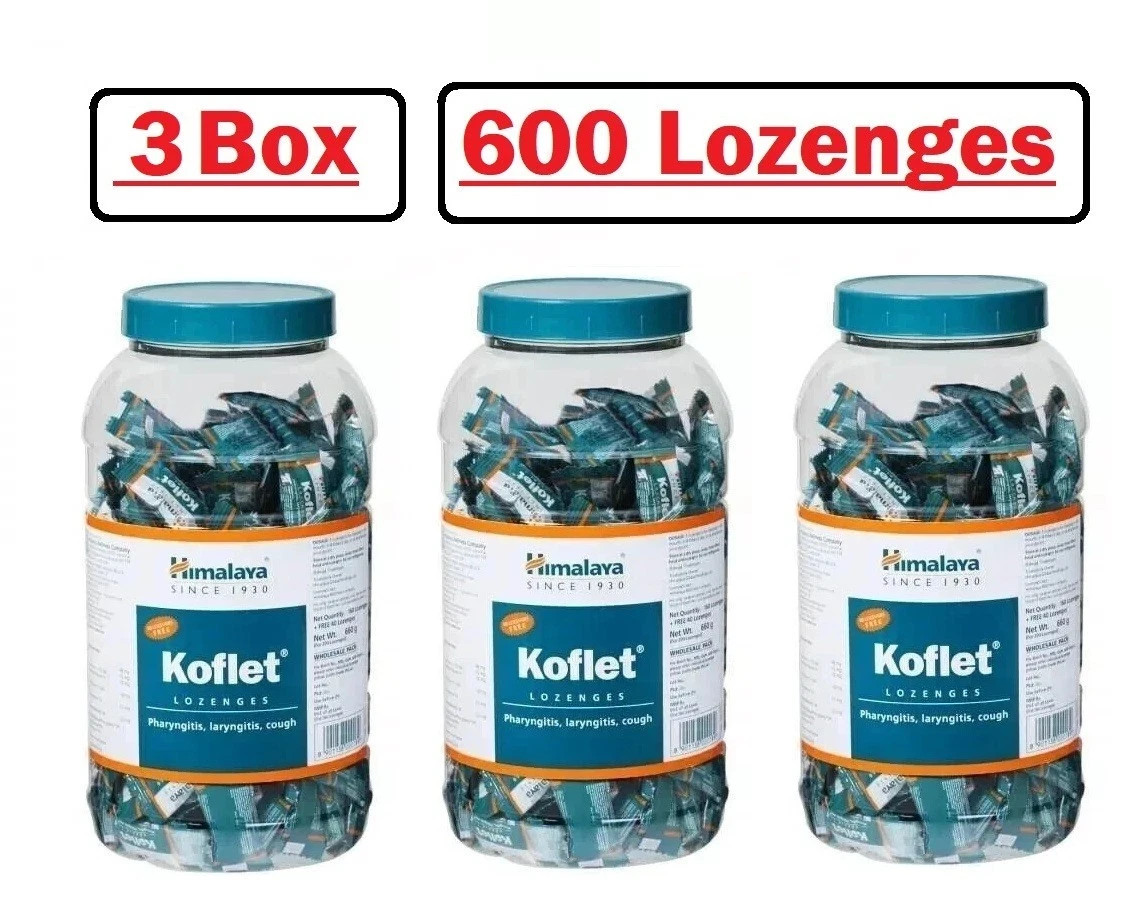3 Box 200 pc Each Himalaya Herbals KOFLET Lozenges Jar For Sore Throat FREE SHIP
