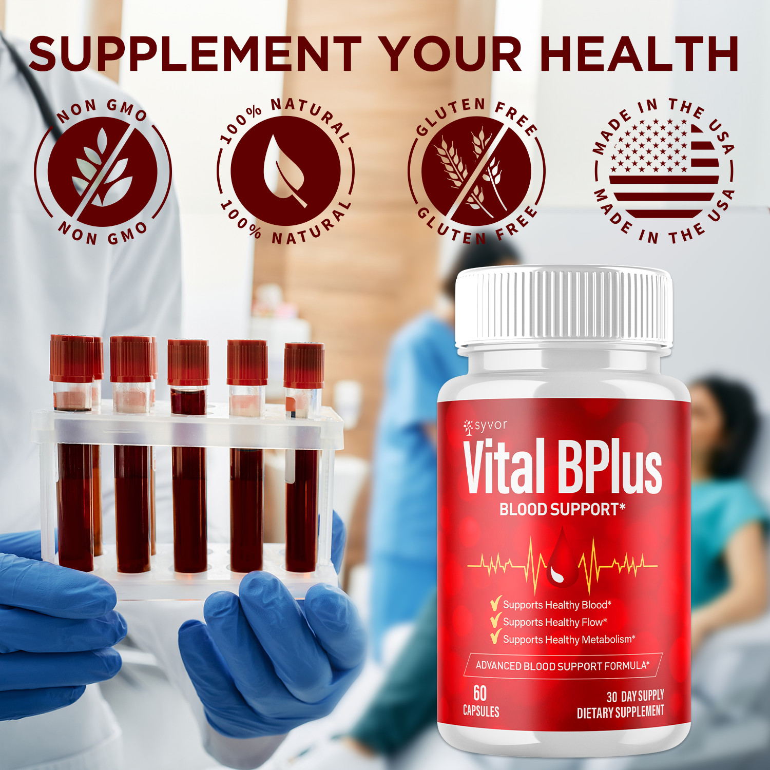 (3 Pack) Vital B Plus Advanced Blood Support Supplement VitalBPlus 180 Capsules