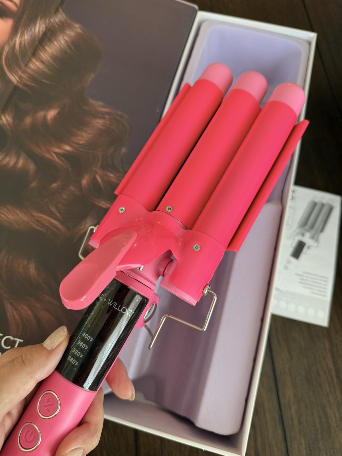 Luxe Willow Ripple Effect Mermaid Triple Barrel Waver HOT PINK New In Box