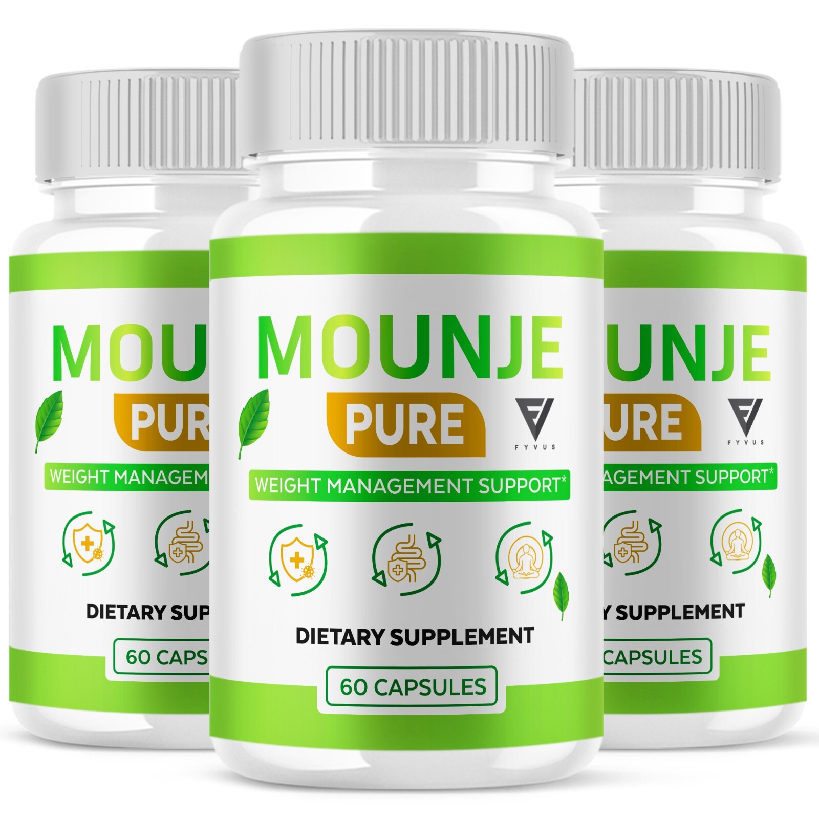 (3 Pack) Mounje Pure Capsules, Mounje Pure Weight Loss Supplement (180 Capsules)