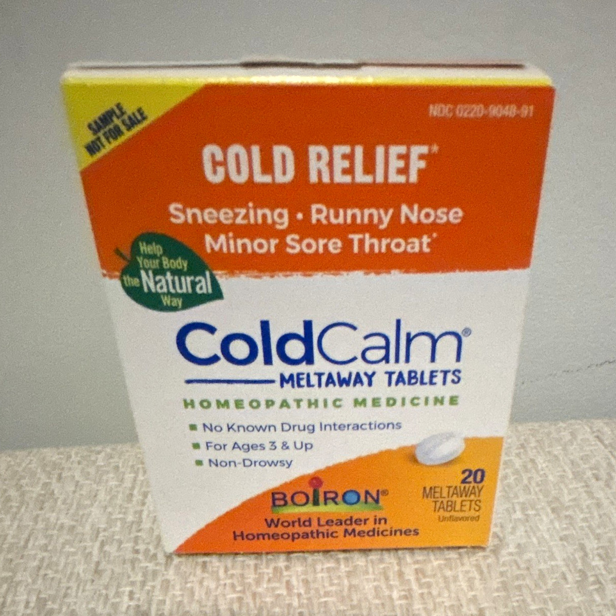 Boiron ColdCalm Non-Drowsy Cold & Flu Relief Meltaway Tablets, 20 Ct