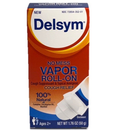 1ea Delsym No Mess Vapor Roll-On Cough Suppressant & Topical 1.76oz-NEW-See Pics