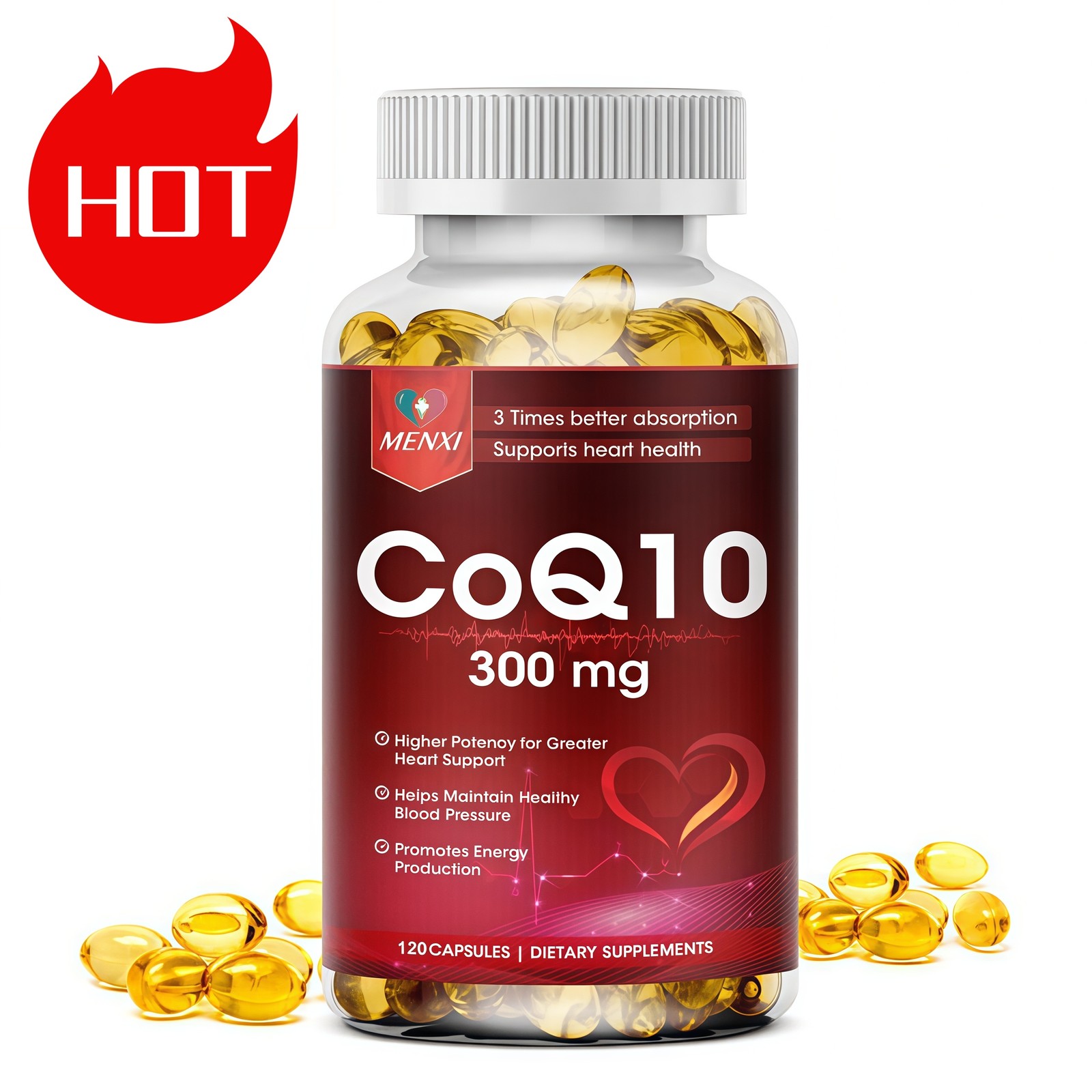 CoQ Cardiovascular Coenzyme Q10 Vegan Softgel 300mg 10 Heart Health 120 Capsules