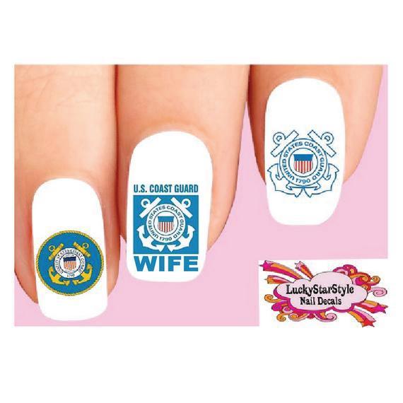 Waterslide Nail Decals Set of 20 – United States US Coast Guard Wife Assorted