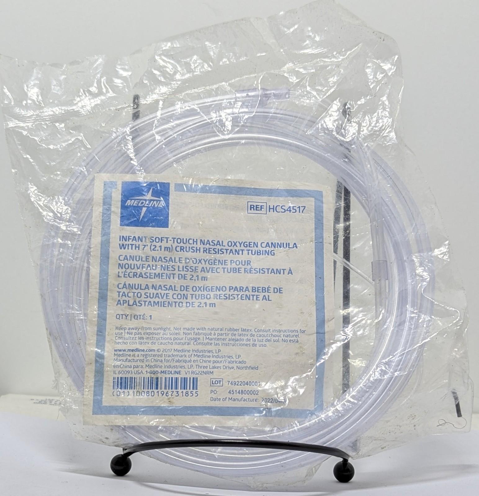 Medline Infant Soft-Touch Nasal Cannula HCS4517 — 7′ Tubing — Single Unit — New