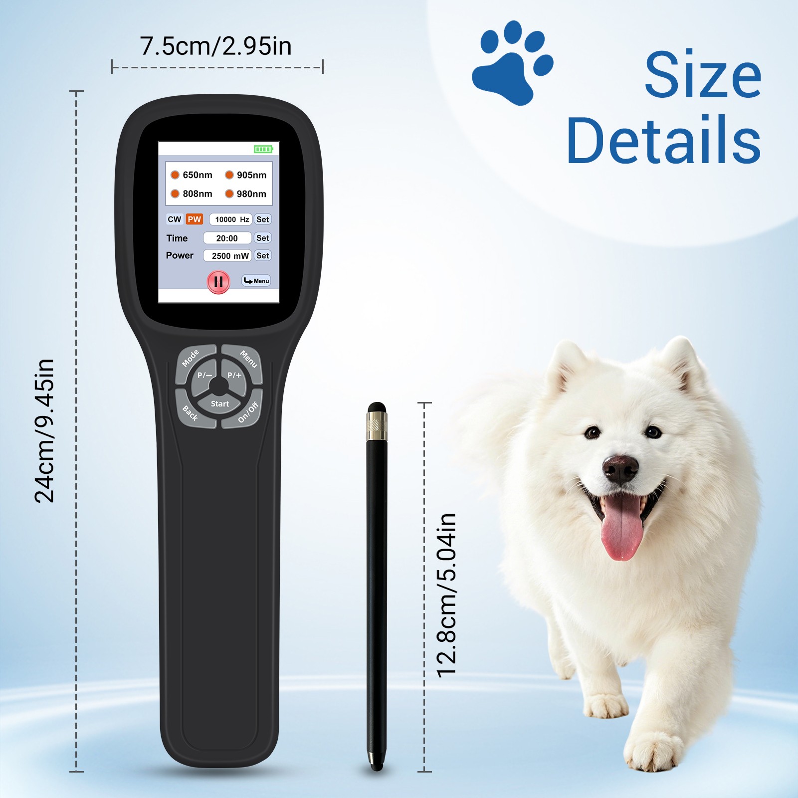 2.5W FourWave Laser Therapy Device Touchscreen 25 Diodes Human & Pet Pain Relief