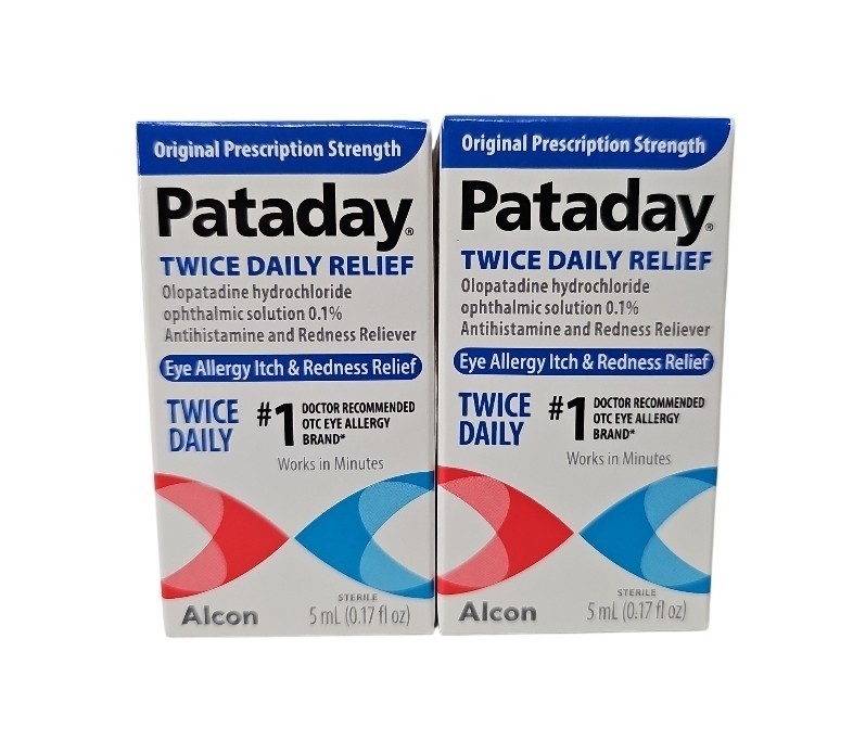 2 Pack Pataday Twice Daily Eye Care Allergy Relief Eye Drops 5ml NEW Exp 01/28