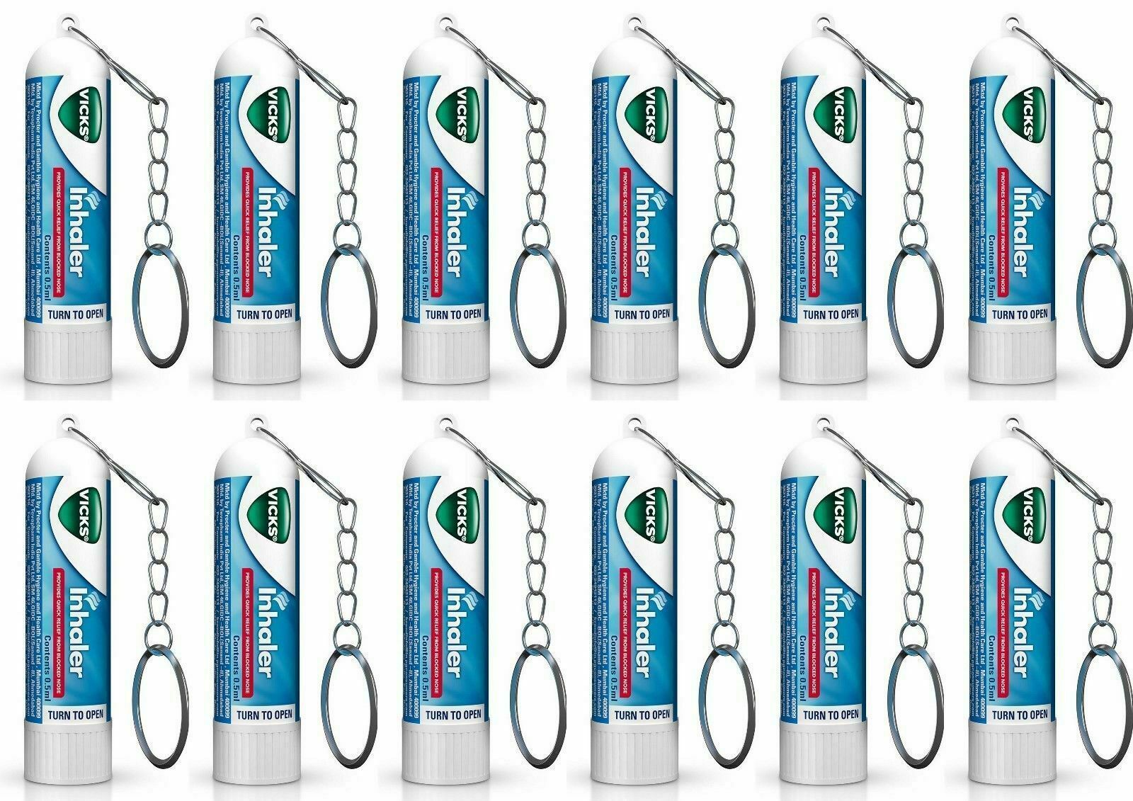 Vicks Inhaler Relief for Cold Sinus Nasal Congestion Allergy – 12 Pcs