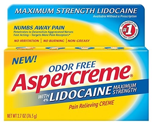 Aspercreme with Lidocaine Maximum Strength Pain Relieving Cream Odor Free 2.7 Oz