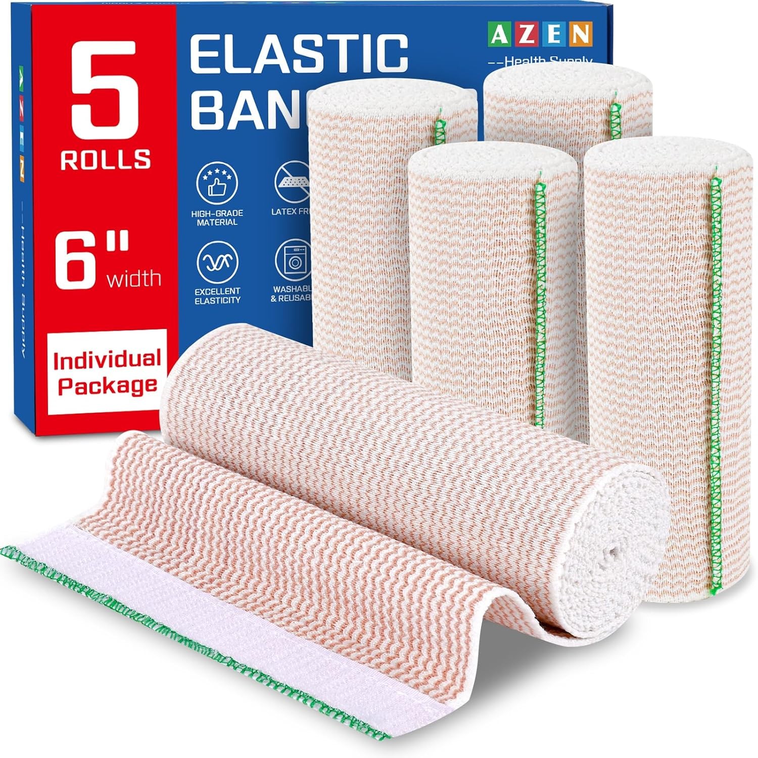 6 Inch Elastic Bandage Wrap Compression Wrap Bandage Medical Bandage Wrap 5 Pack