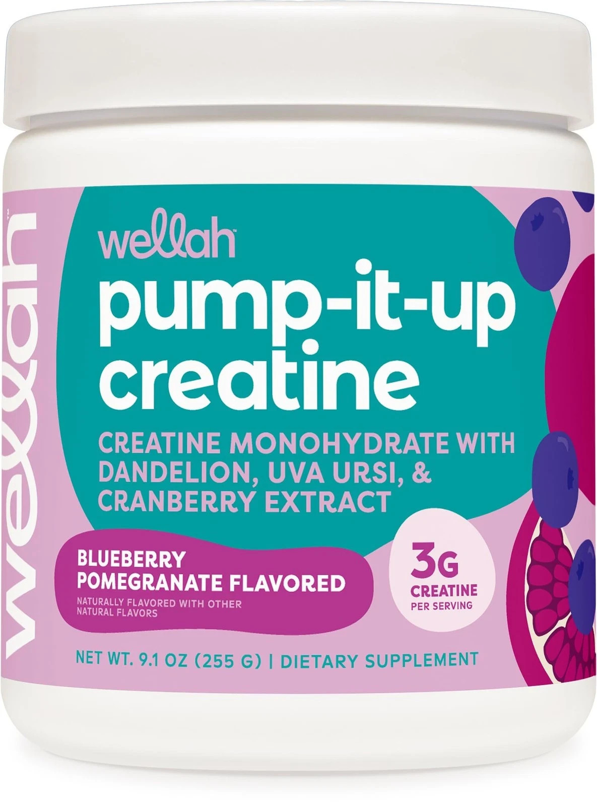 Wellah Pump-It-Up Creatine 50 Servings Blueberry Pomegranate – Creatine Monoh…