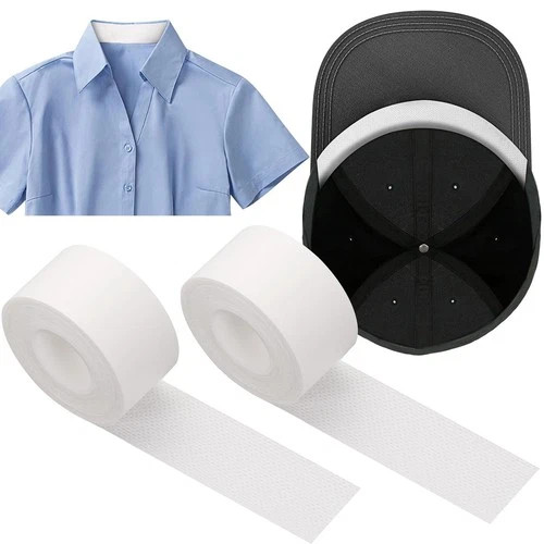 2 Roll Disposable Collar Protector Sweat Pads, Self-adhesive Collar Stays Shirt