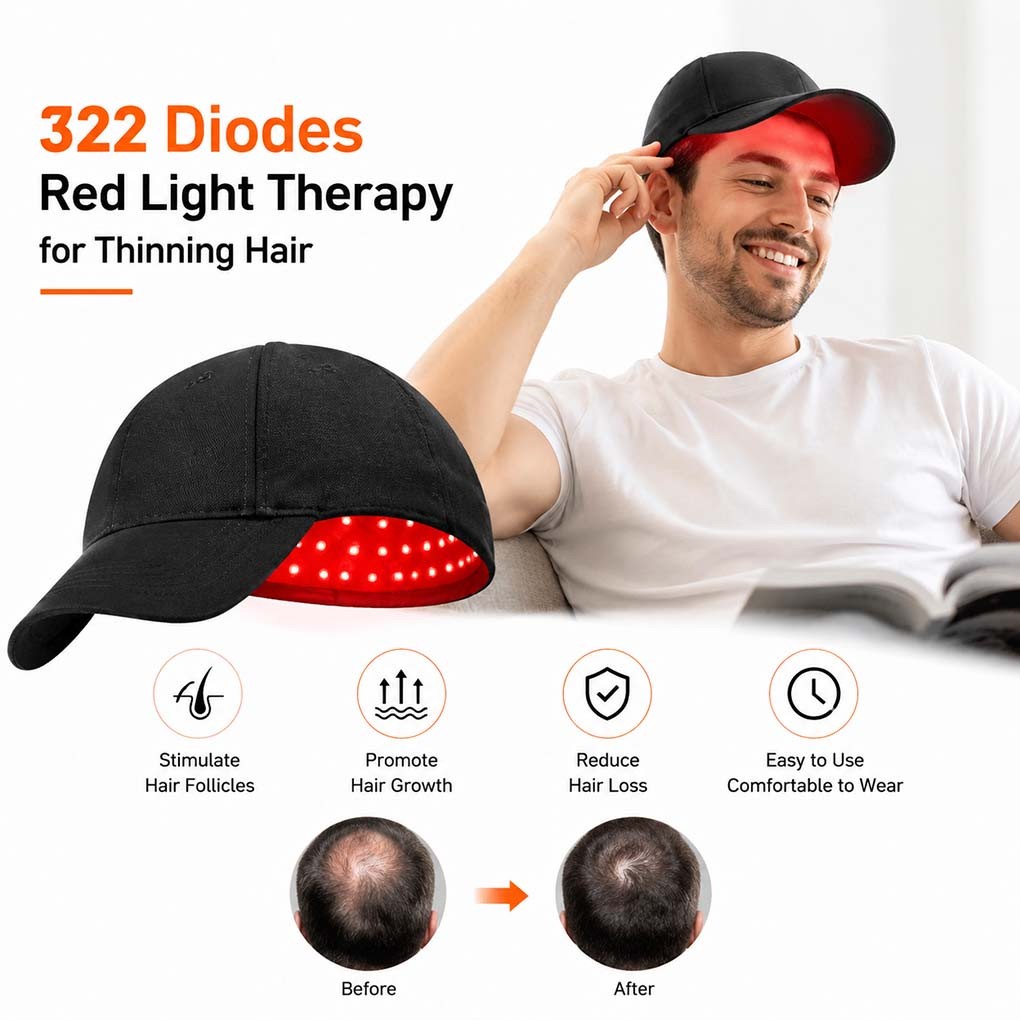 Hair Growth Cap 322 Diodes Red Light Laser Therapy for Men and Women Hair Loss