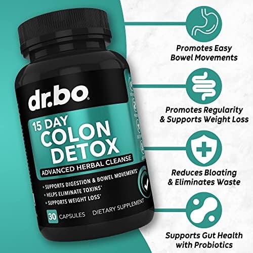 Colon & Liver Cleanse Detox Support Supplement – 15 Day Intestinal Cleanse Pi…