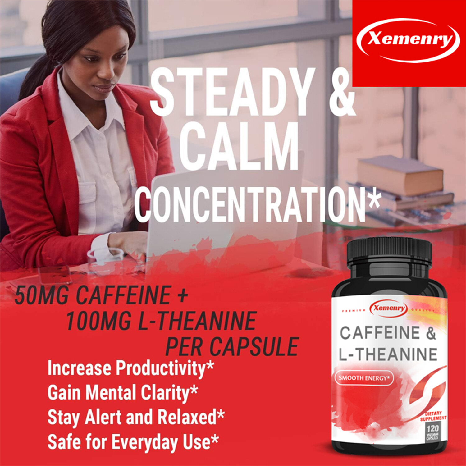 Caffeine & L-Theanine 150mg – Boost Energy & Focus, Relaxation, Calm, Sleep