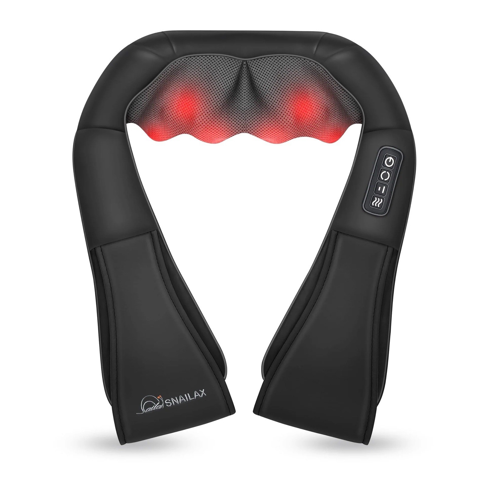 Snailax Heated Shiatsu Neck & Shoulder Massager, Black, Corded Electric