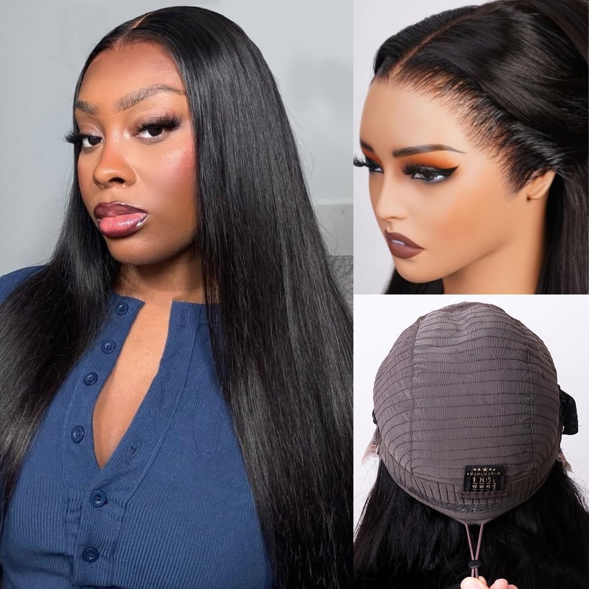 28 Inch Straight Drawstring Wig for Women – 180% Density, Glueless, Easy Wear
