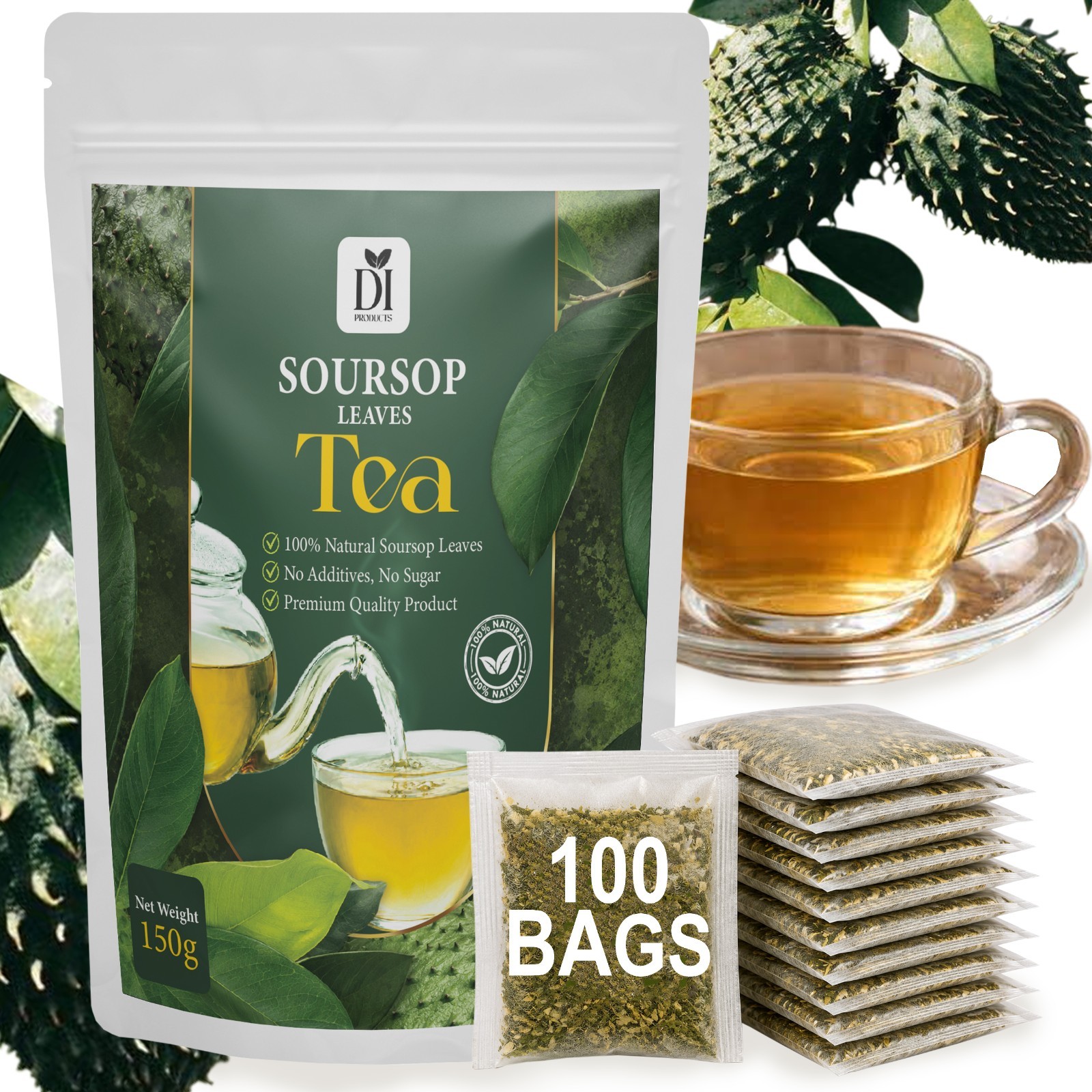 Soursop Graviola Pure Leaf Tea – 50 TEA BAGS – Annona Muricata