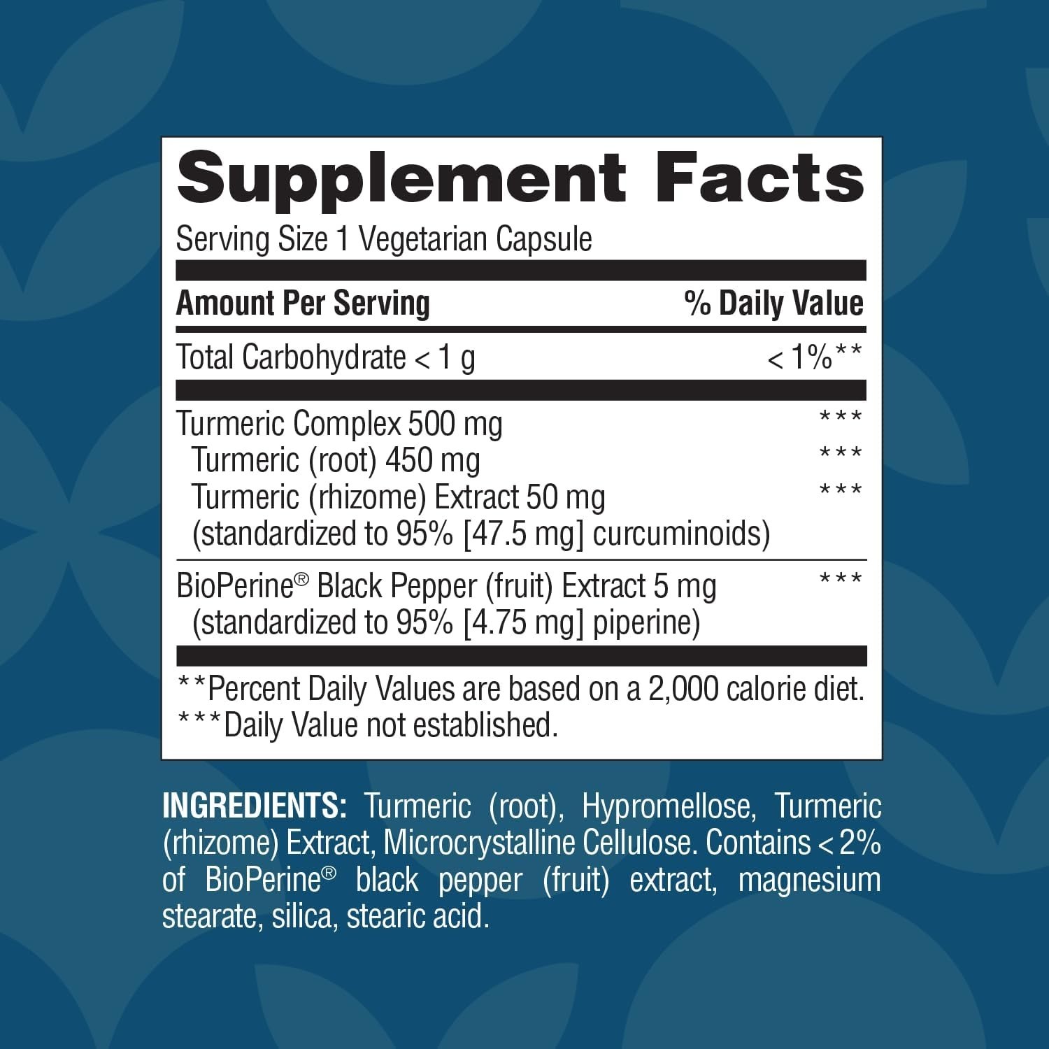 Turmeric Curcumin Supplement with Black Pepper & Ginger BioPerine Capsules