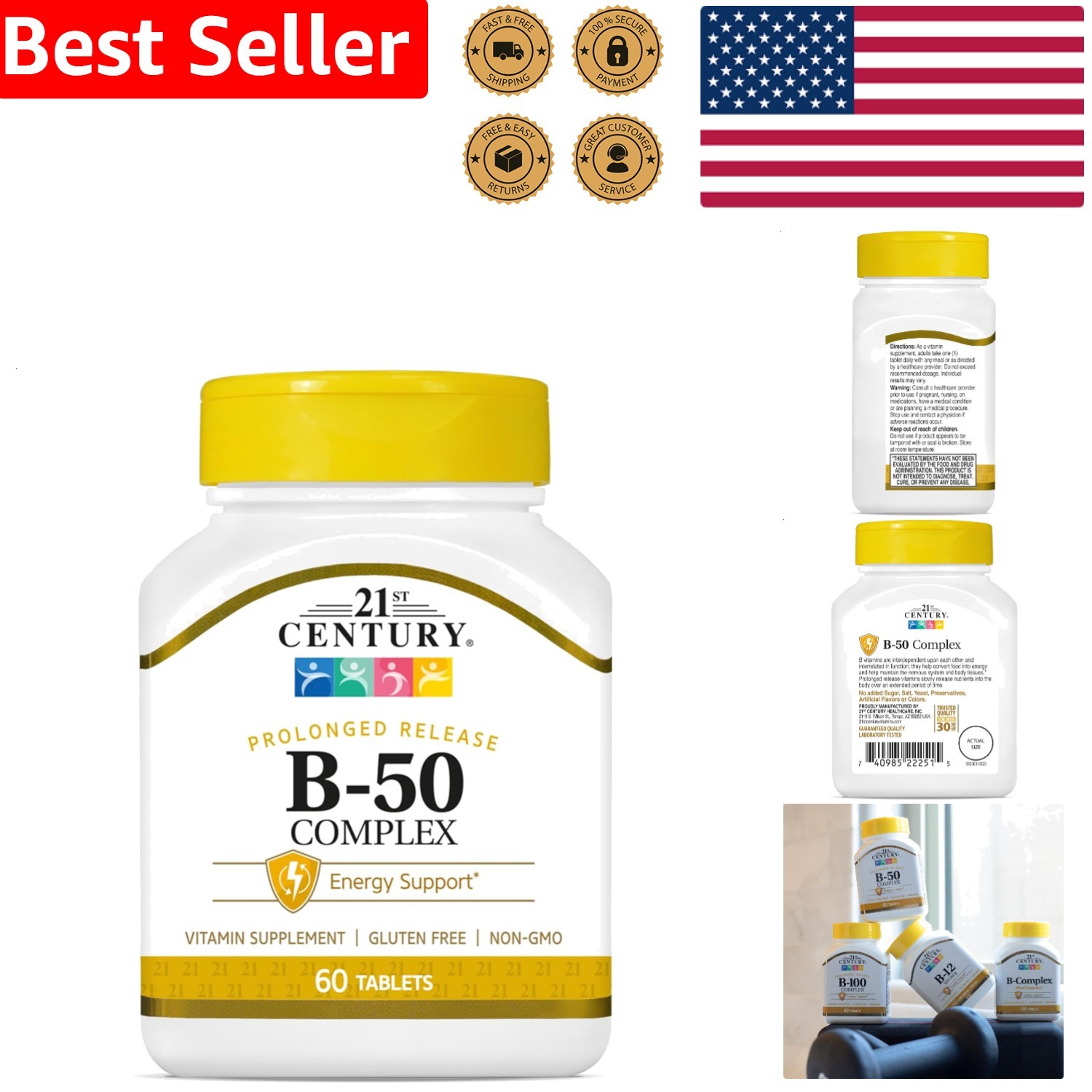 Vitamin B Complex Extended Release Tablets 60 Count – Nerve Health Support