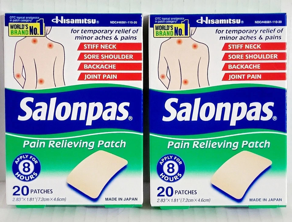 2 Boxes – Salonpas Pain Relieving Patch 8-Hr Relief, 20 per box * 2 = 40 Total