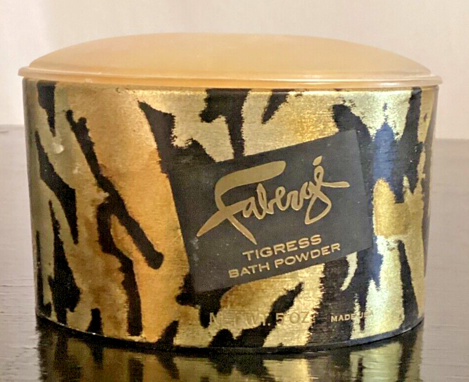 ? Vintage NOS Faberge Tigress Bath Powder Foil Tiger Container 5 oz SEALED ?
