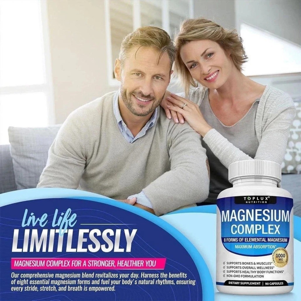 3bottles Toplux Nutrition Magnesium Complex 1000mg Supports 8 Elemental EXP2028