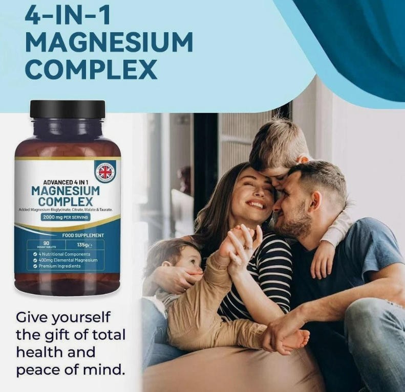 2000mg Magnesium Complex High Strength 4-in-1 Glycinate Tablets UK