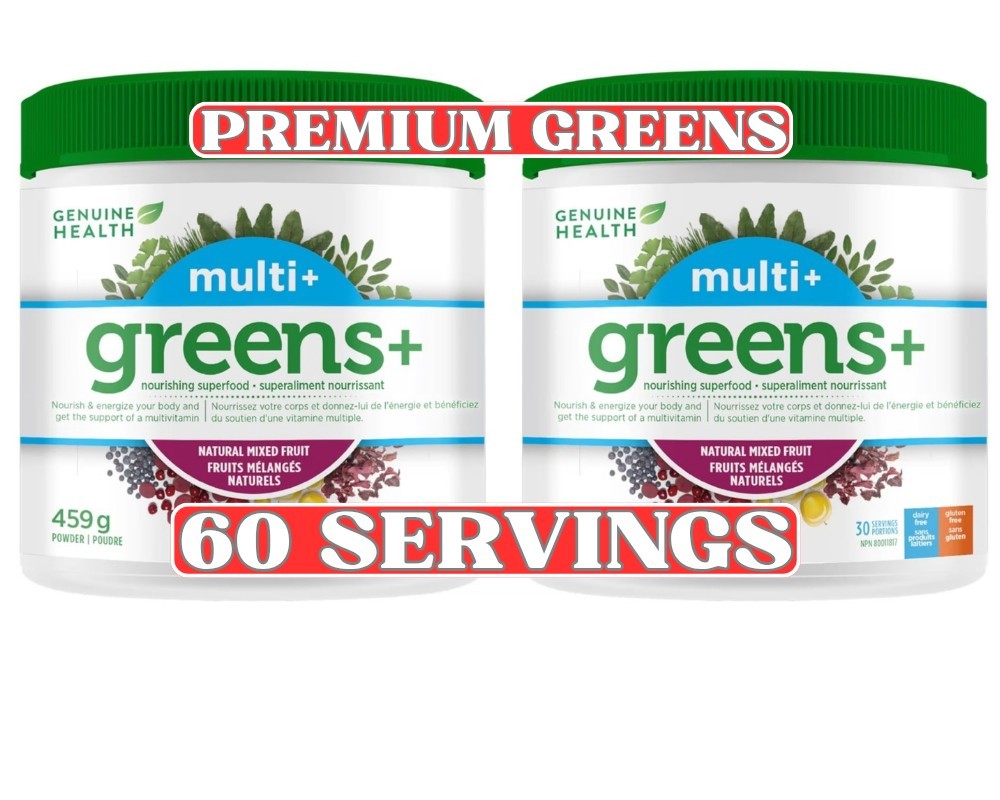 Genuine Health Greens Multi+ Natural Mixed Fruit 2-Pack 60 Servings