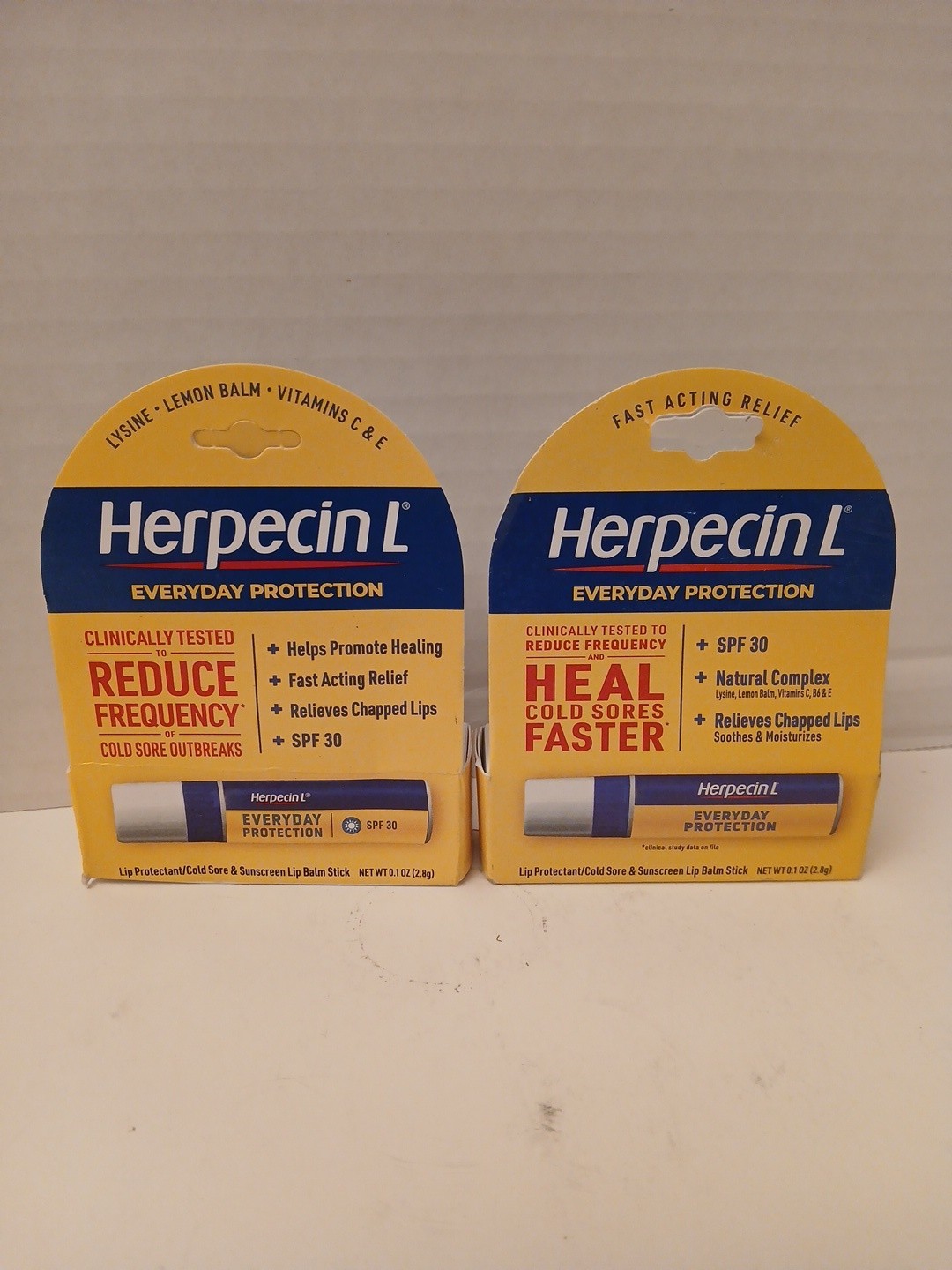 TWO Herpecin L Lip Balm for Cold Sores & Fever Blisters 0.1 Oz (2.8 g) Each
