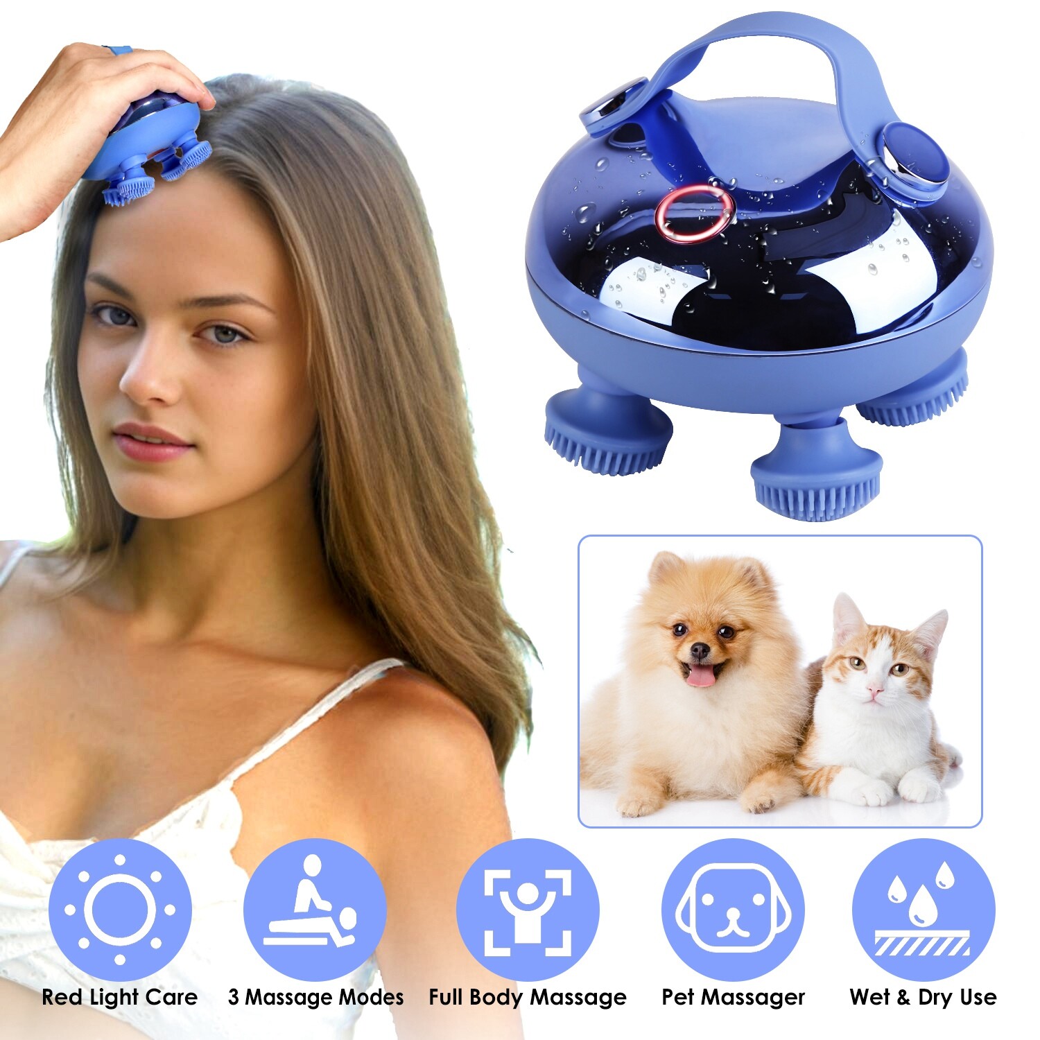 Full Body Head Massage Handheld Portable Electric Scalp Massager for Hair Growth