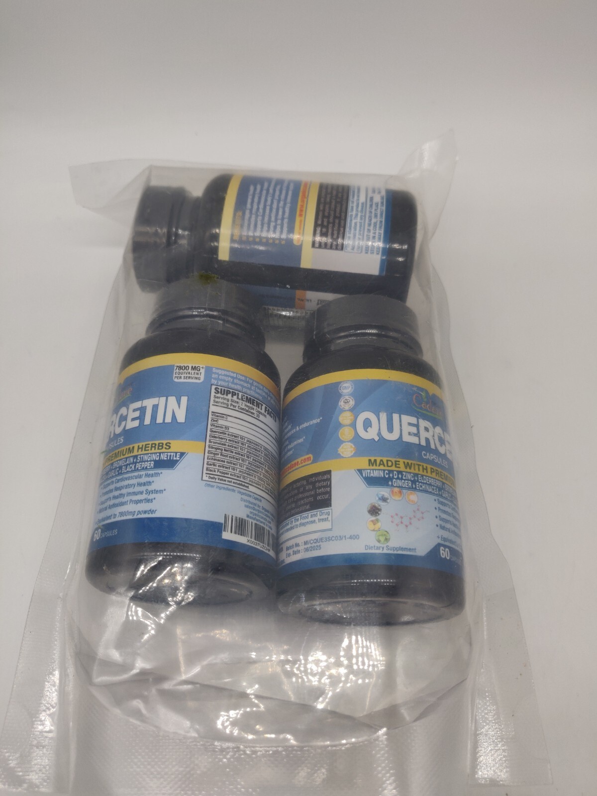 Organic Cadane 3 Packs of 60Caps Quercetin Extract Capsules 7800Mg Exp 06/2025