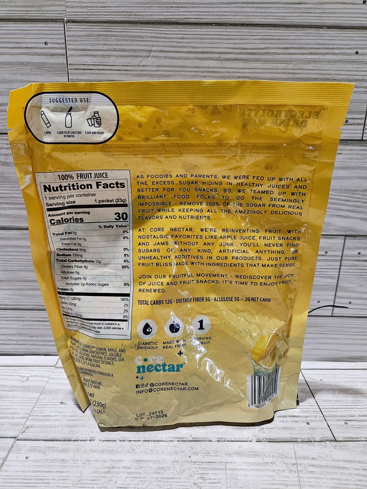 Core Nectar + 100% Lemon Electrolyte 10 Sticks 7.6 OZ 7/2026