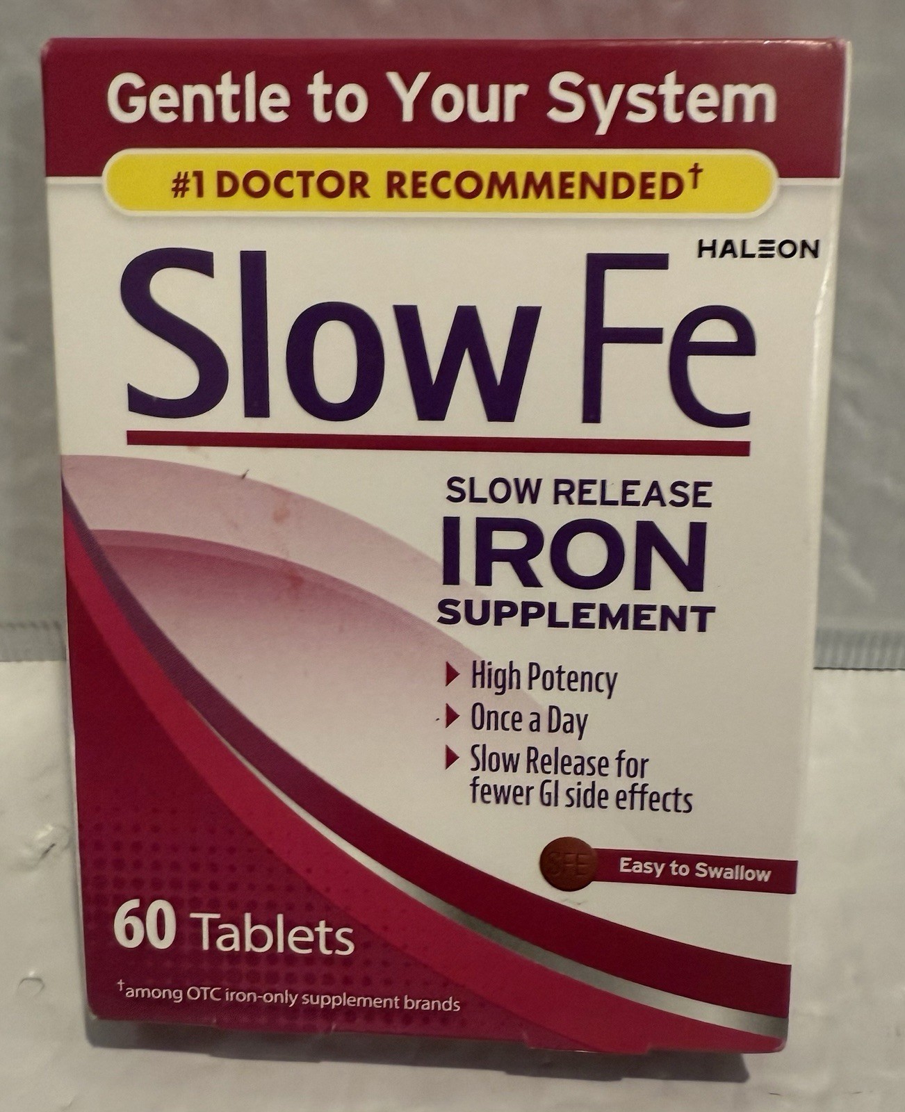 Slow Fe 45mg Iron Supplement for Iron Deficiency, Slow Release High Potency 60ct