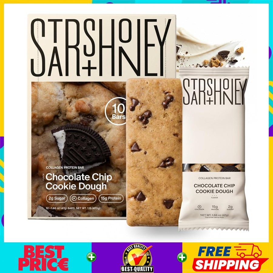 STARS + HONEY Protein Bar Chocolate Chip Cookie Dough Flavor with 15g Protein