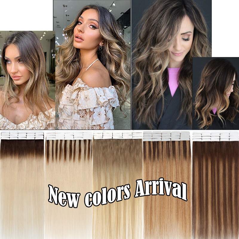 20pc Tape In 100% Real Human Hair Extensions Skin Weft Balayage 12″-24″ Straight