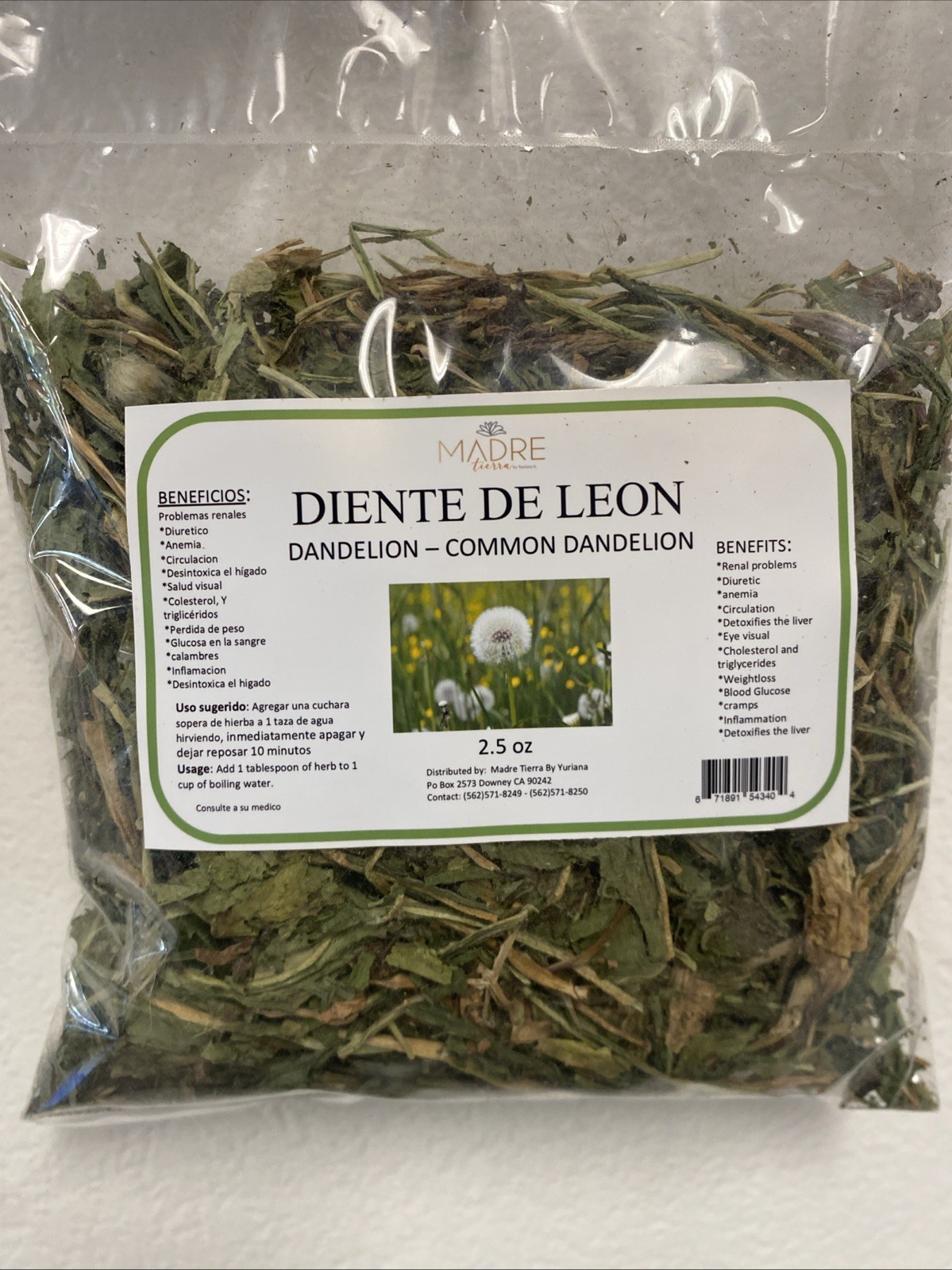 2.5 Oz Diente De Leon 100%Natural Producto De Mexico